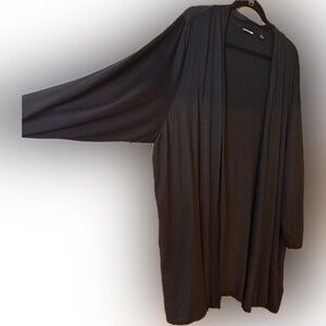 Lands' End Plus Size Black Long Open Cardigan